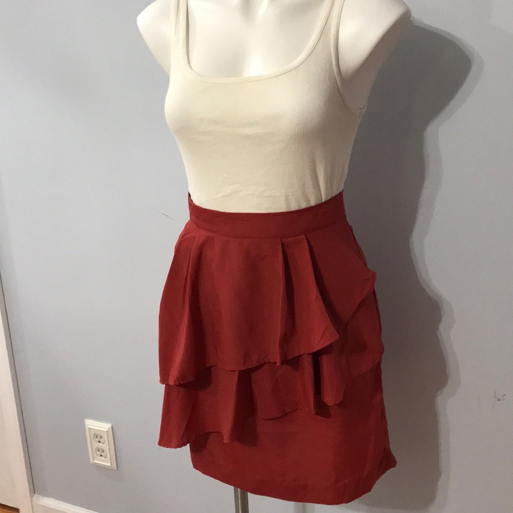 Layered Burnt Orange Skirt - Picture 3 of 7